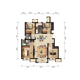 大唐盛世4室2厅1厨2卫建面113.00㎡