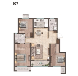 华盈瑜园3室2厅1厨2卫建面107.00㎡