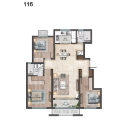 华盈瑜园3室2厅1厨2卫建面116.00㎡