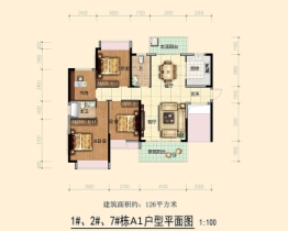 美景江山府4室2厅1厨2卫建面126.00㎡