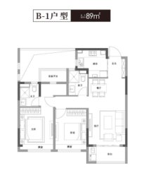 阳光城东原印江滨2室2厅1厨2卫建面89.00㎡