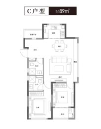 阳光城东原印江滨2室2厅1厨2卫建面89.00㎡