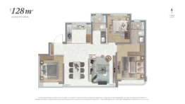 中海天空之镜3室2厅1厨2卫建面128.00㎡