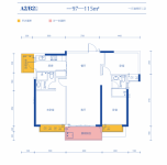 A2B2户型 建面97-115平米 3室2卫