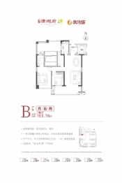 通鸿·潇湘府2室2厅1厨2卫建面103.78㎡