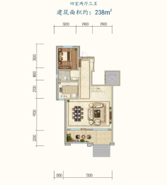 领地·沄上1室2厅1厨1卫建面238.00㎡