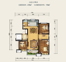 领地·蘭台府3室3厅1厨2卫建面118.00㎡