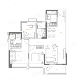 峰尚花园3室2厅1厨2卫建面86.00㎡