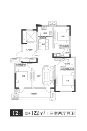 科技人才港科技蓝岸3室2厅1厨2卫建面122.00㎡