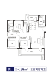 科技人才港科技蓝岸3室2厅1厨2卫建面126.00㎡