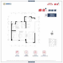 招商城市主场盛会3室2厅1厨2卫建面105.00㎡