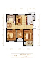 信泰龙瑞国际2室2厅1厨1卫建面98.00㎡