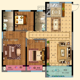 华信·越绣城3室2厅1厨2卫建面121.00㎡