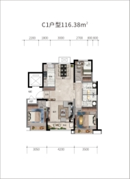 中国院子3室2厅2厨1卫建面116.38㎡