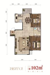 浑河城2室2厅1厨1卫建面102.00㎡
