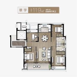 翠湖隐秀府4室2厅1厨2卫建面119.00㎡