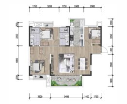 五矿西湖未来城3室2厅2厨1卫建面119.00㎡