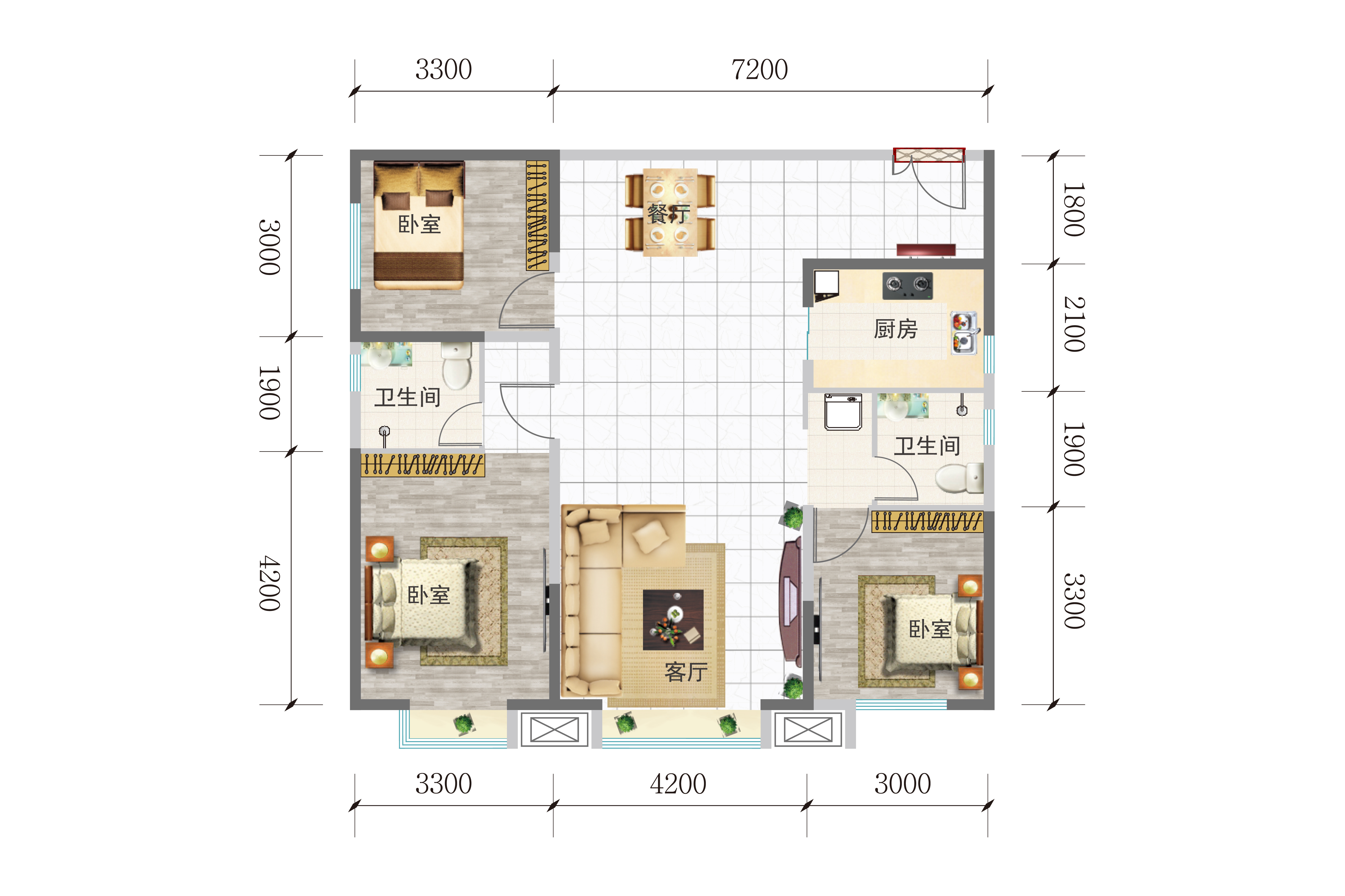 金桥·幸福里3室2厅1厨2卫建面123.00㎡