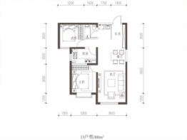 万盛新天地2室2厅1厨1卫建面88.00㎡