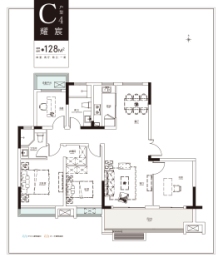 金隅大成郡4室2厅1厨2卫建面128.00㎡