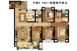 凤凰幸福里4室2厅1厨2卫建面140.00㎡