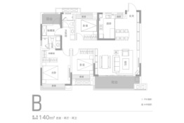 洞庭地产环球中心4室2厅1厨2卫建面140.00㎡