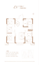 金庆盛世春天3室2厅1厨2卫建面124.00㎡