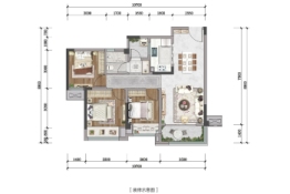 正荣朗基·悦江湾3室2厅1厨1卫建面84.00㎡