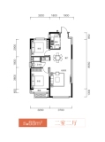 新星宇甜城88平米户型图