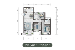 中海·九樾府3室2厅1厨2卫建面115.00㎡