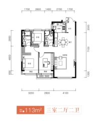 新星宇甜城3室2厅1厨2卫建面113.00㎡