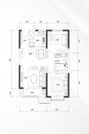 和泓公馆2室2厅1厨1卫建面86.00㎡