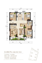 怡和国际教育小镇4室2厅1厨2卫建面150.77㎡