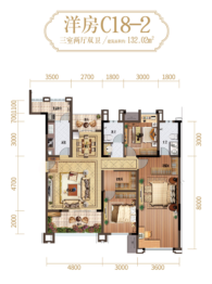 中昂新天地3室2厅1厨2卫建面132.02㎡