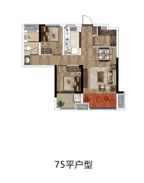 中骏融信·承露园2室2厅1厨1卫建面75.00㎡