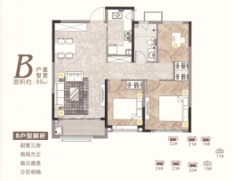 舒馨家苑3室2厅1厨1卫建面99.00㎡