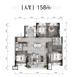 龙湖·天璞4室2厅1厨2卫建面158.00㎡