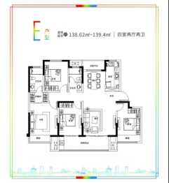 多伦大都汇4室2厅1厨2卫建面138.62㎡