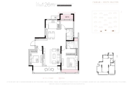 中海翠语江南3室2厅1厨2卫建面126.00㎡
