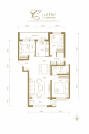 盛邦幸福里3室2厅1厨2卫建面119.00㎡