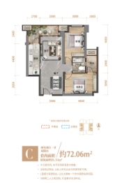 顶峰罗宾森尚城华府2室2厅1厨1卫建面95.34㎡