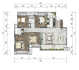 中粮合景·江州锦云4室2厅1厨2卫建面128.83㎡