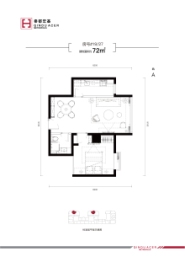 汉湖天璟1室2厅1厨1卫建面72.00㎡