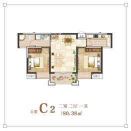 居易·西郡原著2室2厅1厨1卫建面80.38㎡