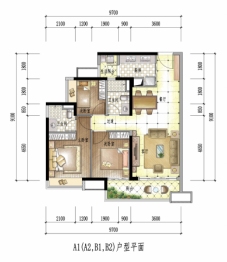 九洲保利天和3室2厅1厨2卫建面98.00㎡