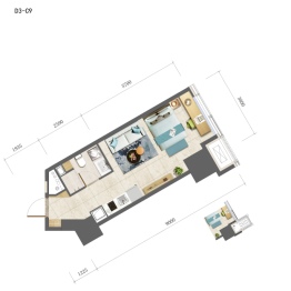 华府悦都1室1厅1厨1卫建面52.00㎡