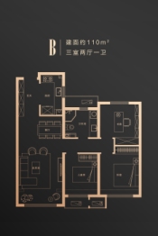 中海时代名邸3室2厅1厨1卫建面110.00㎡