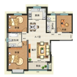 农投·园丁花园3室2厅1厨2卫建面137.72㎡