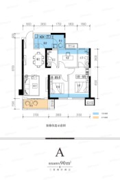 滨江·翡翠城3室2厅1厨2卫建面90.00㎡