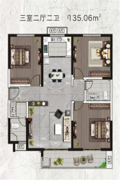 中昌如意城3室2厅1厨2卫建面135.06㎡